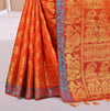 RUST-RED JACQUARD BALATON SILK SAREE WITH GOLD JARI BUTTI