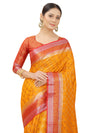 YELLOW-RED JACQUARD BALATON SILK SAREE WITH GOLD JARI BUTTI