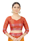 YELLOW-RED JACQUARD BALATON SILK SAREE WITH GOLD JARI BUTTI