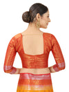YELLOW-RED JACQUARD BALATON SILK SAREE WITH GOLD JARI BUTTI