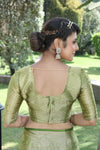 MEHANDI JACQUARD ORGANZA SILK SAREE WITH ANMOL JARI BUTTI