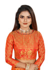 ROYAL BLUE-RED JACQUARD BALATON SILK SAREE WITH GOLD JARI BUTTI