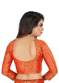 ROYAL BLUE-RED JACQUARD BALATON SILK SAREE WITH GOLD JARI BUTTI