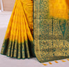 YELLOW-GREEN JACQUARD BALATON SILK SAREE WITH GOLD JARI BUTTI