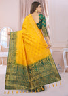 YELLOW-GREEN JACQUARD BALATON SILK SAREE WITH GOLD JARI BUTTI
