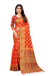 RUST-MARRON JACQUARD BALATON SILK SAREE WITH GOLD JARI BUTTI