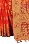 RUST-MARRON JACQUARD BALATON SILK SAREE WITH GOLD JARI BUTTI
