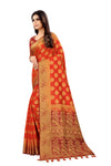 RUST-MARRON JACQUARD BALATON SILK SAREE WITH GOLD JARI BUTTI