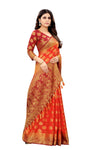 RUST-MARRON JACQUARD BALATON SILK SAREE WITH GOLD JARI BUTTI