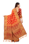 RUST-MARRON JACQUARD BALATON SILK SAREE WITH GOLD JARI BUTTI