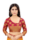 RUST-MARRON JACQUARD BALATON SILK SAREE WITH GOLD JARI BUTTI