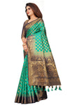 RAMA-NAVY BLUE JACQUARD BALATON SILK SAREE WITH GOLD JARI BUTTI
