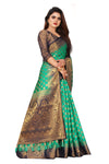 RAMA-NAVY BLUE JACQUARD BALATON SILK SAREE WITH GOLD JARI BUTTI