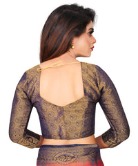 RAMA-NAVY BLUE JACQUARD BALATON SILK SAREE WITH GOLD JARI BUTTI