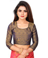 RAMA-NAVY BLUE JACQUARD BALATON SILK SAREE WITH GOLD JARI BUTTI