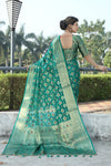 MOR PICH JACQUARD ORGANZA MENO SILK SAREE WITH JARI BUTTI