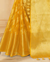 YELLOW JACQUARD ORGANZA SILK SAREE WITH ANMOL JARI BUTTI
