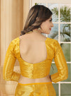 YELLOW JACQUARD ORGANZA SILK SAREE WITH ANMOL JARI BUTTI