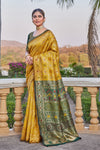 Radiant Yellow Cotton Silk Saree with Rich Green Zari Pallu & Blouse