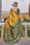 Radiant Yellow Cotton Silk Saree with Rich Green Zari Pallu & Blouse