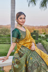 Radiant Yellow Cotton Silk Saree with Rich Green Zari Pallu & Blouse