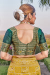 Radiant Yellow Cotton Silk Saree with Rich Green Zari Pallu & Blouse