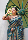 MOR PEACH-MARRON JACQUARD LITCHI SILK SAREE WITH TRADITIONL JARI